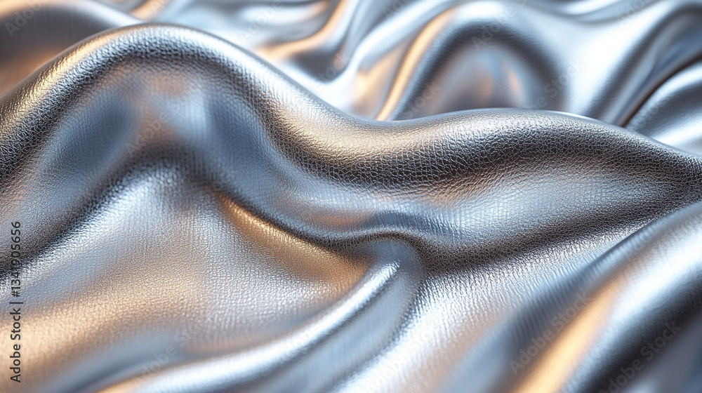Naklejka premium A shiny silver fabric with a wave pattern