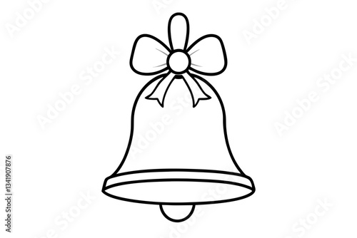 christmas bell line art silhouette vector illustration