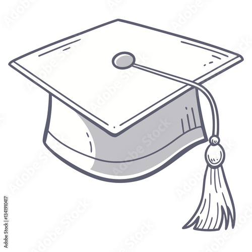 graduation cap in light gray tones