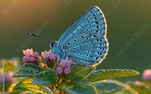 Wallpaper Mural Azure butterfly rests on wildflowers at dawn Torontodigital.ca