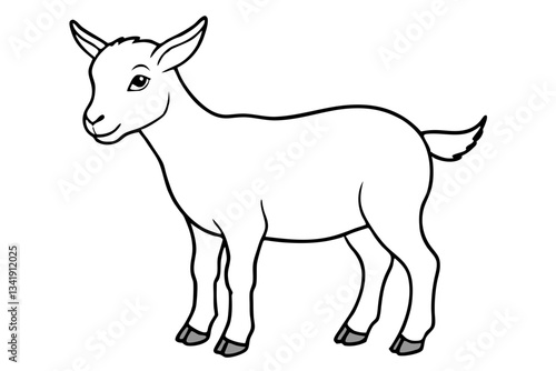 dwarf goat line art silhouette vector illustration