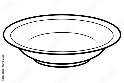 empty soup plate line art silhouette vector illustration