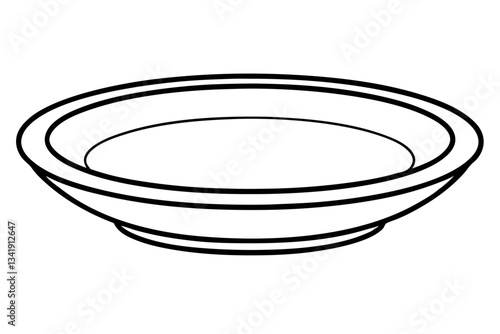 empty soup plate line art silhouette vector illustration