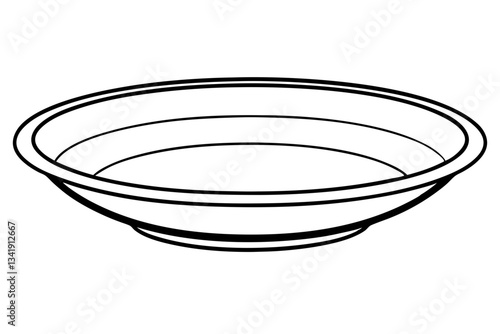 empty soup plate line art silhouette vector illustration