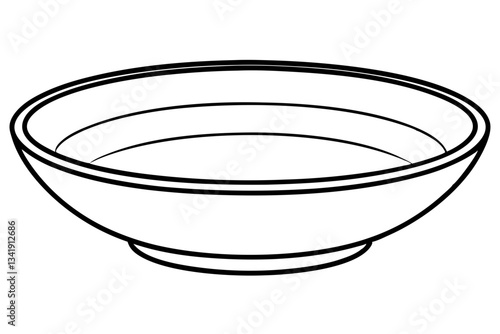 empty soup plate line art silhouette vector illustration