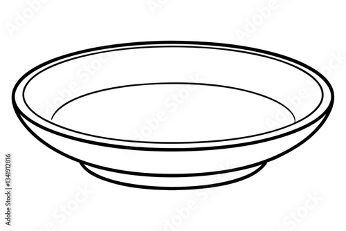 empty soup plate line art silhouette vector illustration