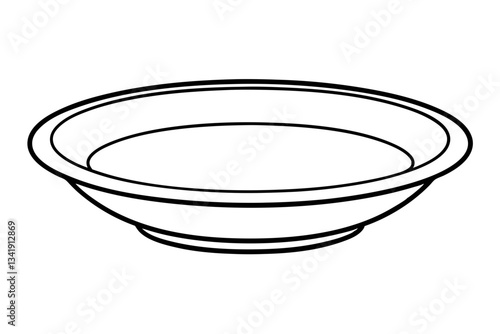 empty soup plate line art silhouette vector illustration