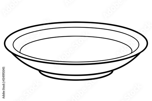 empty soup plate line art silhouette vector illustration