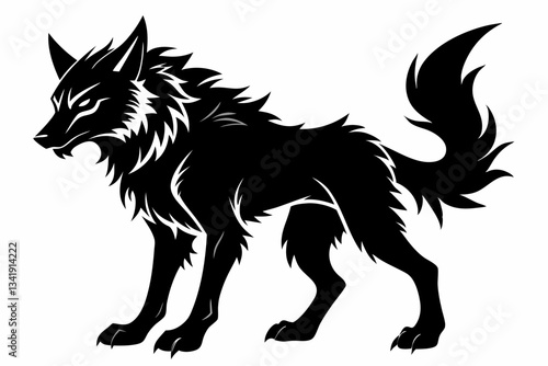 fenrir line art silhouette vector illustration