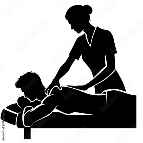 Therapist massaging person on table
