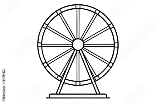 ferris wheel line art silhouette vector illustration