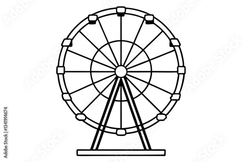 ferris wheel line art silhouette vector illustration