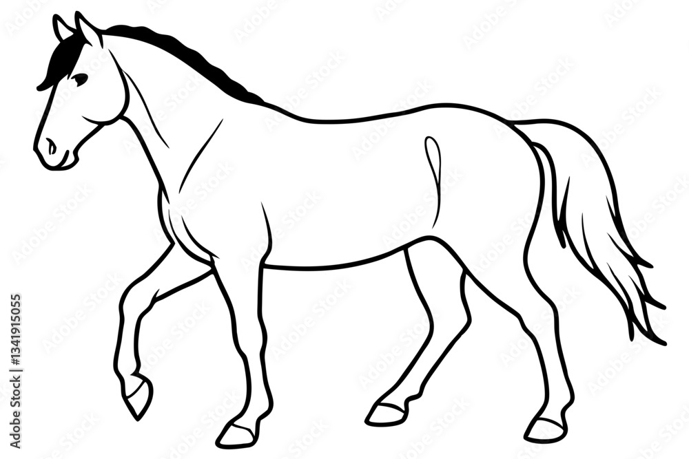 friesian horse line art silhouette vector illustration friesian horse line art silhouette vector illustration