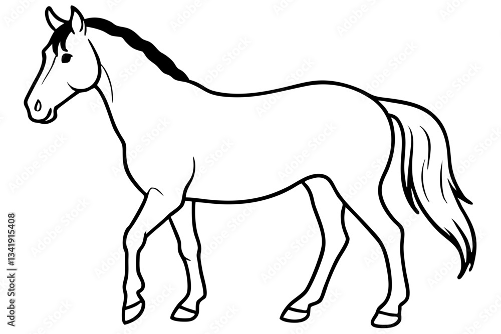 friesian horse line art silhouette vector illustration friesian horse line art silhouette vector illustration