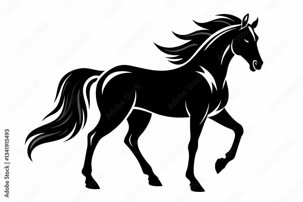 friesian horse line art silhouette vector illustration friesian horse line art silhouette vector illustration