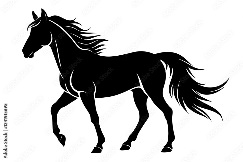 friesian horse line art silhouette vector illustration friesian horse line art silhouette vector illustration
