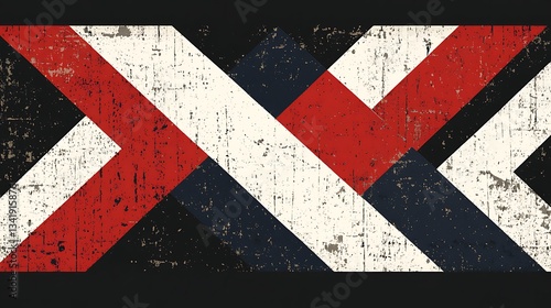 Geometric shapes of various colors arranged in a repeating pattern