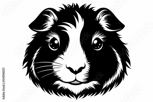guinea pig head line art silhouette vector illustration