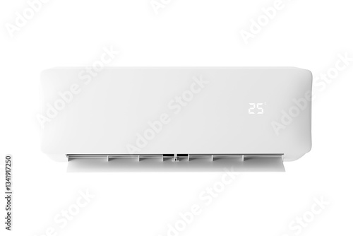 Modern White Wall-Mounted Air Conditioner Unit with Digital Display Isolated