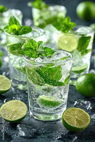 Wallpaper Mural Refreshing Mojito cocktail beautifully styled on a light background with fresh limes Torontodigital.ca