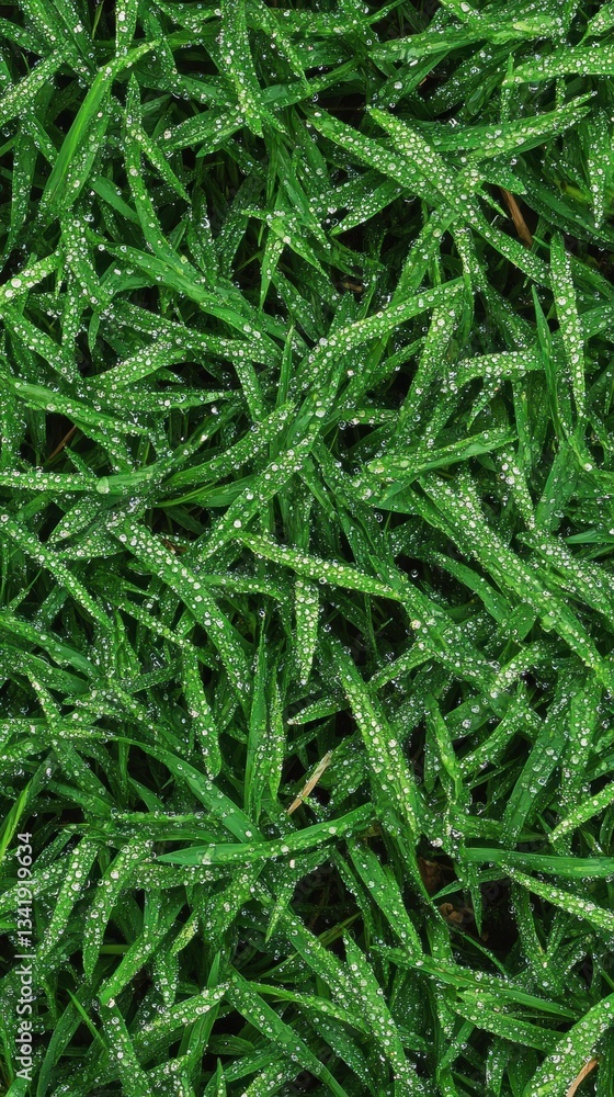 Close-up view of dew-covered grass blades glistening in the early morning sunlight showcases nature's beauty in a tranquil setting Close-up view of dew-covered grass blades glistening in the early morning sunlight showcases nature's beauty in a tranquil setting