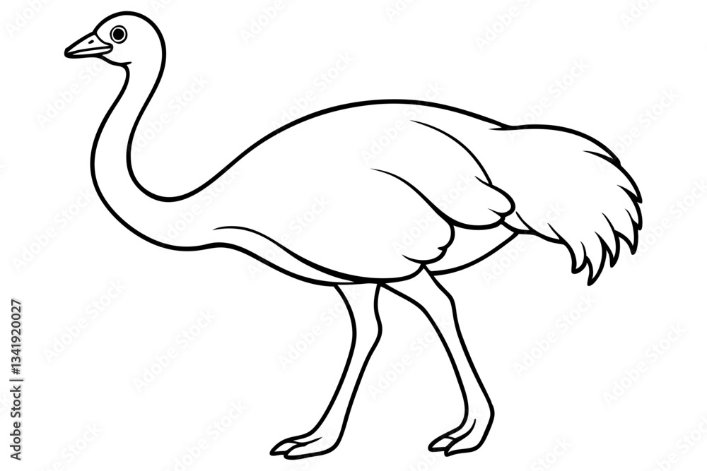 Fototapeta premium ostrich line art silhouette vector illustration