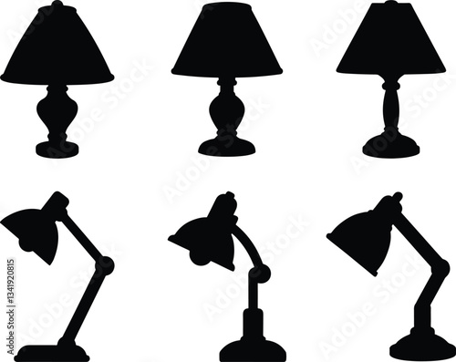 Table Lamp Silhouettes collection vector art illustration.