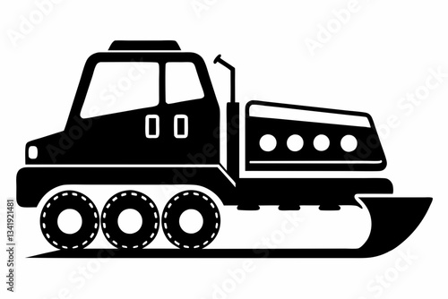 snowplow line art silhouette vector illustration