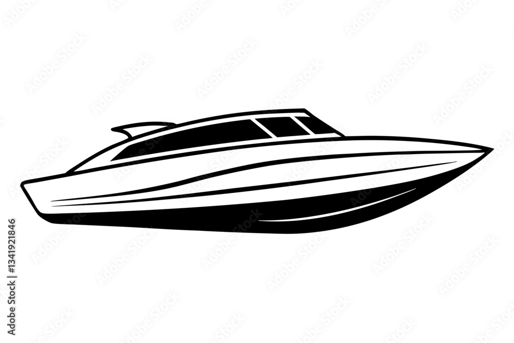 speed boat line art silhouette vector illustration speed boat line art silhouette vector illustration