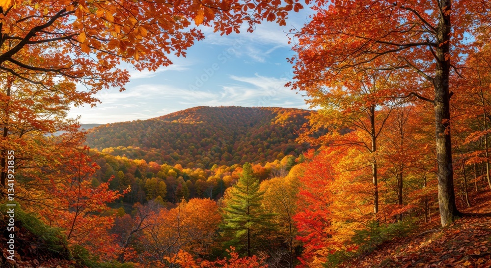 Fototapeta premium Vibrant Autumn Landscape with Colorful Foliage and Scenic View