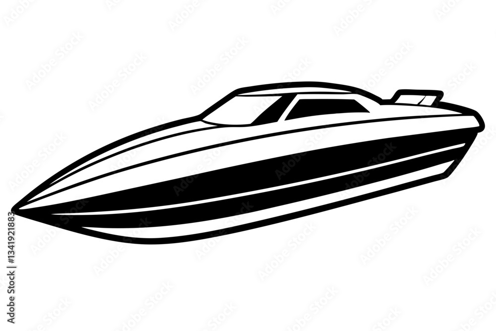 speed boat line art silhouette vector illustration speed boat line art silhouette vector illustration