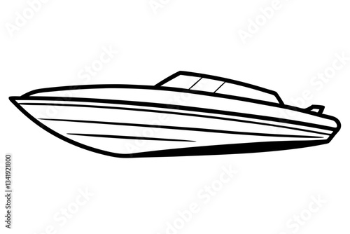 speed boat line art silhouette vector illustration