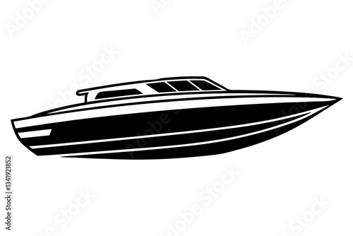 speed boat line art silhouette vector illustration