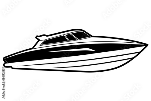speed boat line art silhouette vector illustration