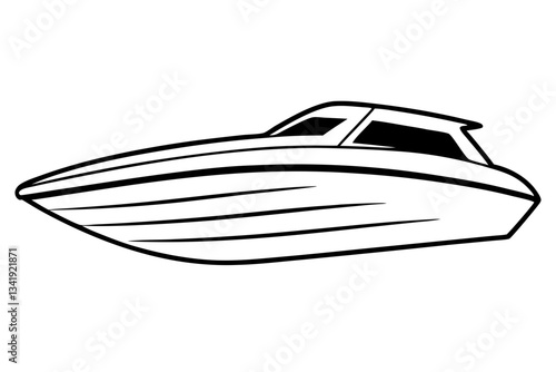 speed boat line art silhouette vector illustration