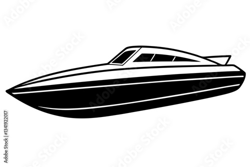 speed boat line art silhouette vector illustration