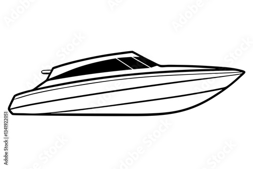 speed boat line art silhouette vector illustration