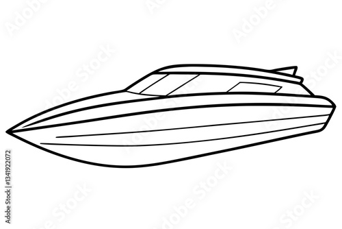 speed boat line art silhouette vector illustration