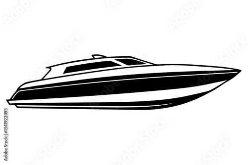speed boat line art silhouette vector illustration