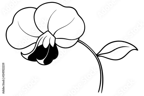 sweet pea flower line art silhouette vector illustration