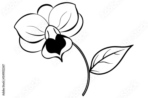 sweet pea flower line art silhouette vector illustration