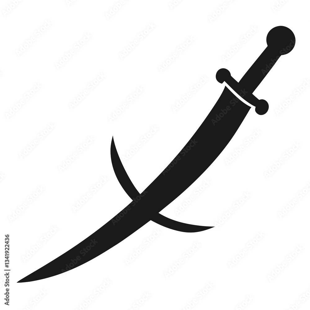 Pirate Cutlass Silhouette  A Swashbuckling Vector Graphic for Creative Designs