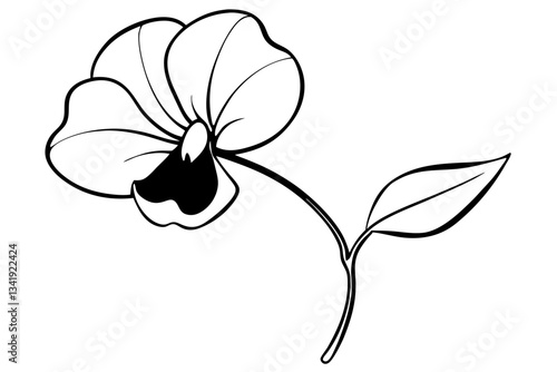 sweet pea flower line art silhouette vector illustration