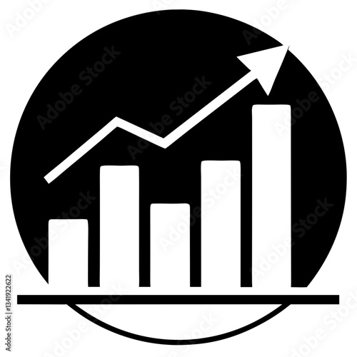 Business growth icon with increasing bars in minimalist style  