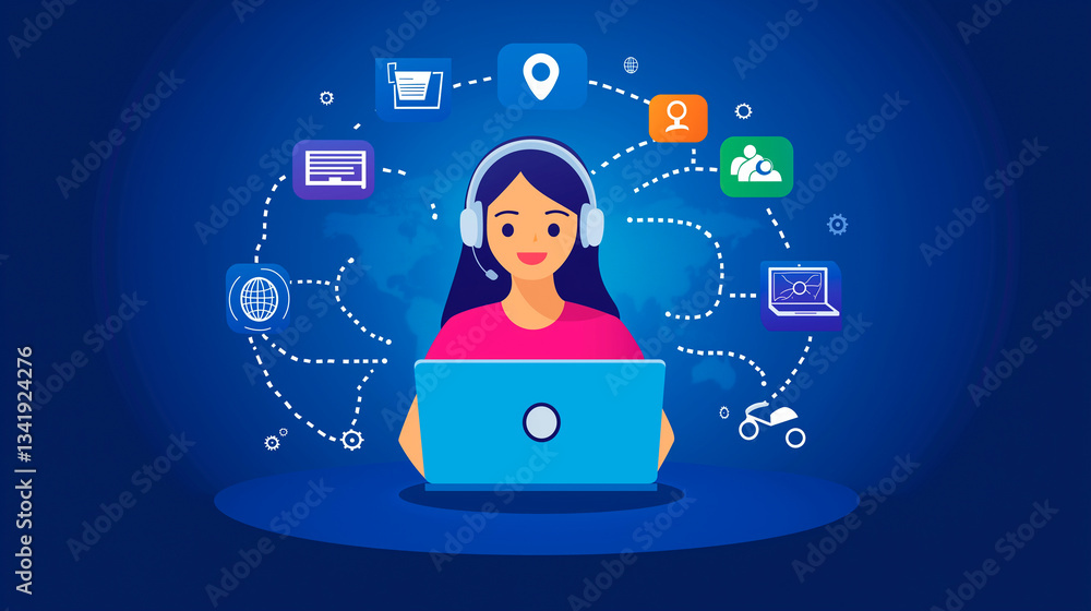 man using laptop with internet connection design