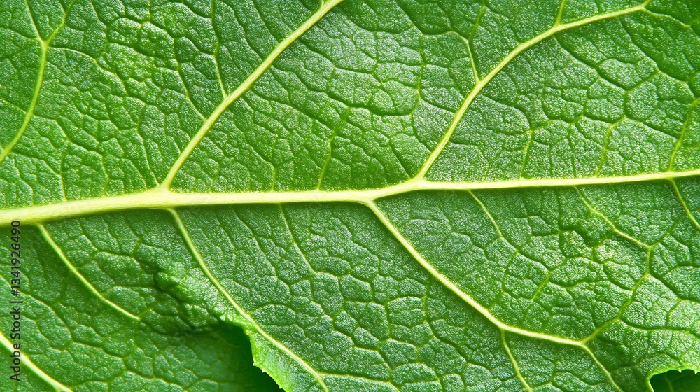 Fototapeta premium A close up photograph of a vibrant green leaf surface