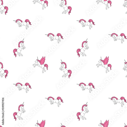 Cute Baby Unicorn Seamless Pattern Premium Quality Vector Design, Unicorn Repeat allover, Unicorn Allover Vector Design Illustration.