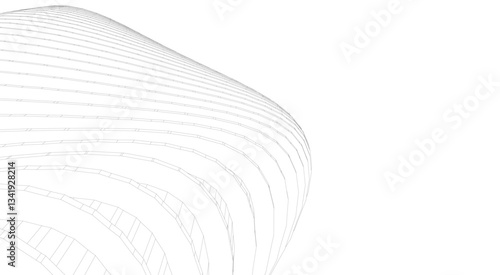 Architectural Structure – Futuristic Geometric Facade in Perspective