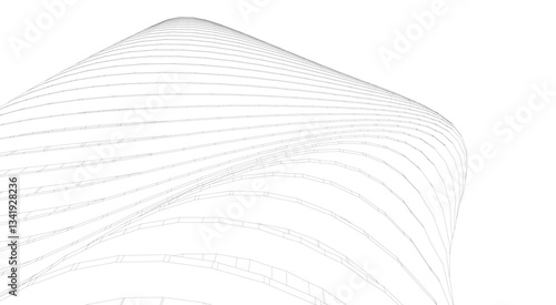 Architectural Structure – Futuristic Geometric Facade in Perspective