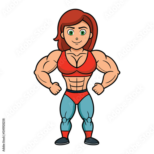 Powerful female cartoon character body body builder
